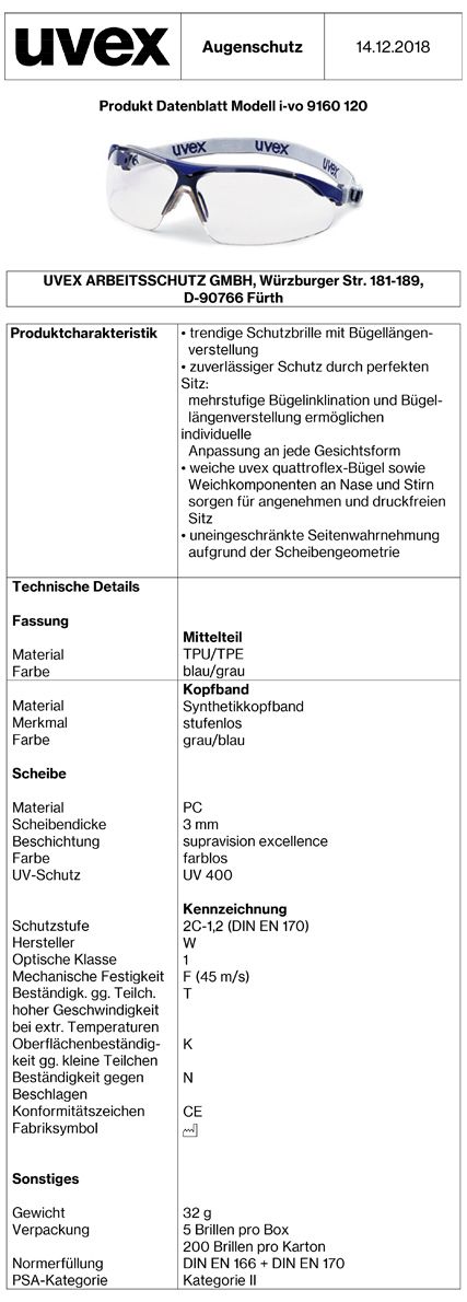 uvex i-vo Schutzbrille Stirnband (Bild 2)