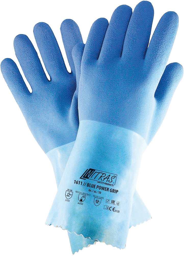 1 Paar Nitras 1611 Blue Power G Chemikalienhandschuhe - 07-S (Bild 1)