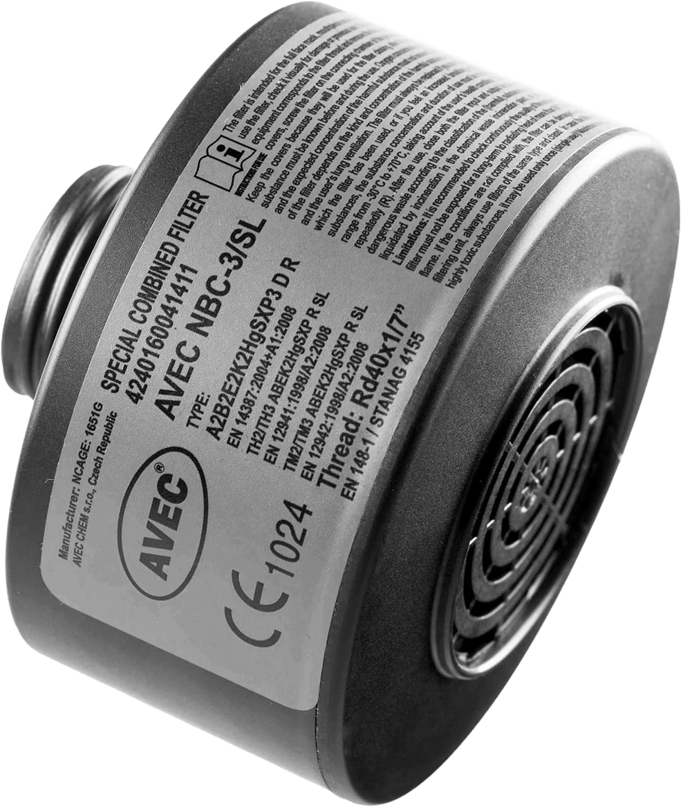 AVEC CHEM - NBC Katastrophenschutz Filter - gegen nukleare, biologische und chemische Kampfstoffe - mit Rd40-Anschluss (Bild 1)