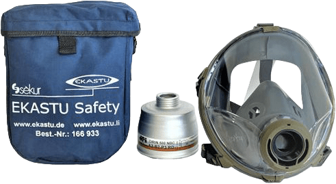 EKASTU Atemschutz-Katastrophenset - Standard - Vollmaske mit Rd40 Anshcluss inkl. Kombifilter DIRIN 500 A2B2-P3R D NBC & Aufbewahrungs-Tasche (Bild 1)