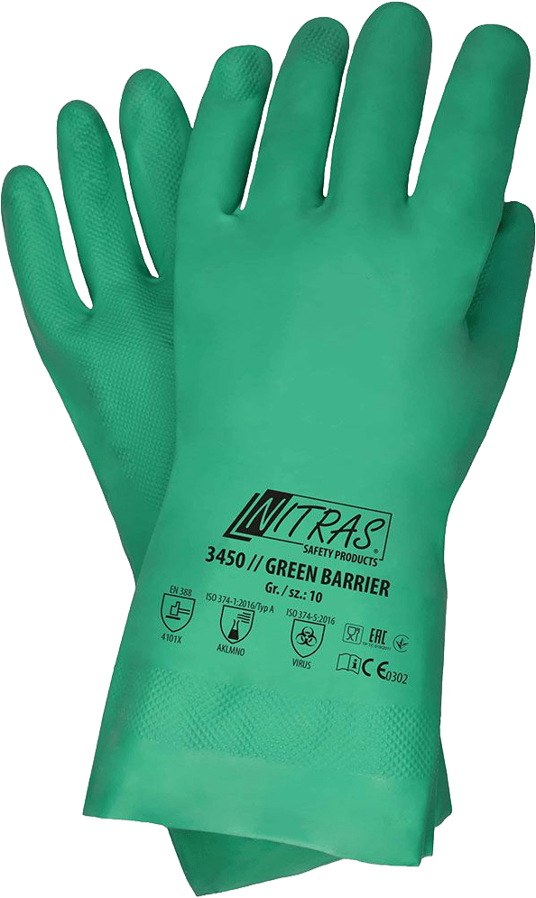 12 Paar Nitras 3450 Green Barrier Chemikalienhandschuhe Gr. 8