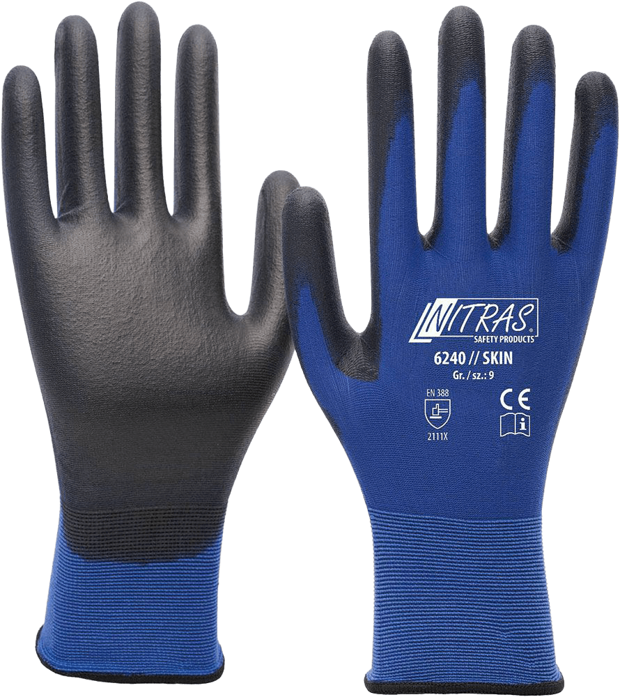 1 Paar Nitras 6240 Skin Arbeitshandschuhe - 07-S