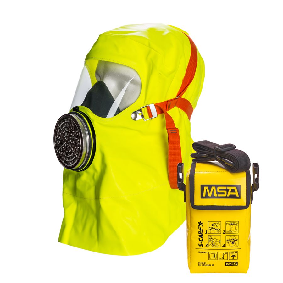 MSA Brandfluchthaube - Rauchmaske - Fluchtfiltergerät S-CAP, Schutz gg. Rauch Brandgase - Partikel In Tasche mit Halteband (Bild 2)
