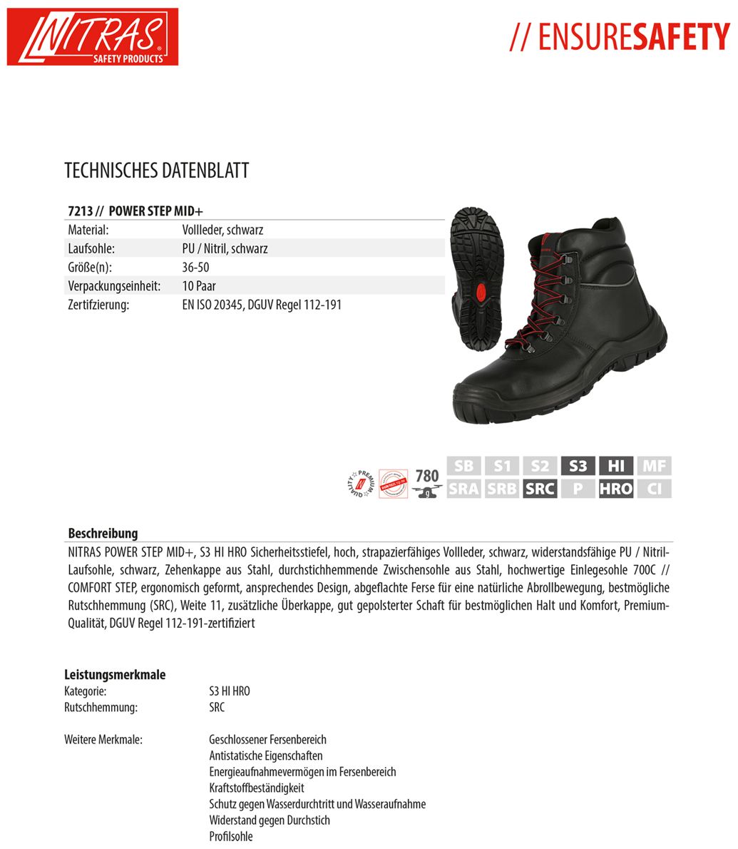 Nitras Power Step Mid+ S3 Arbeitstiefel (Bild 5)