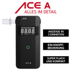 ACE A Alkoholtester + 25 Mundstücke & Kalibrier-Gutschein