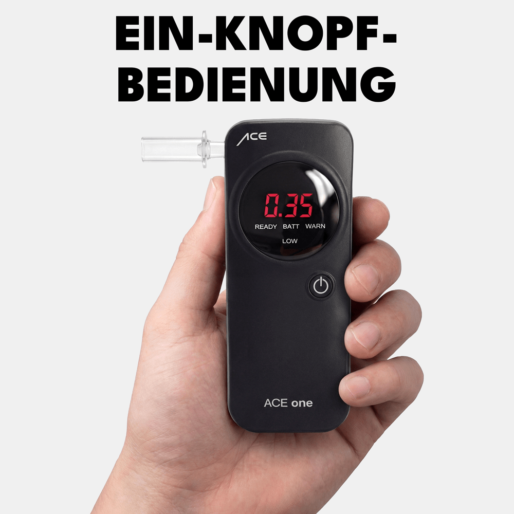 ACE One Alkoholtester + 25 Mundstücke & Kalibriergutschein