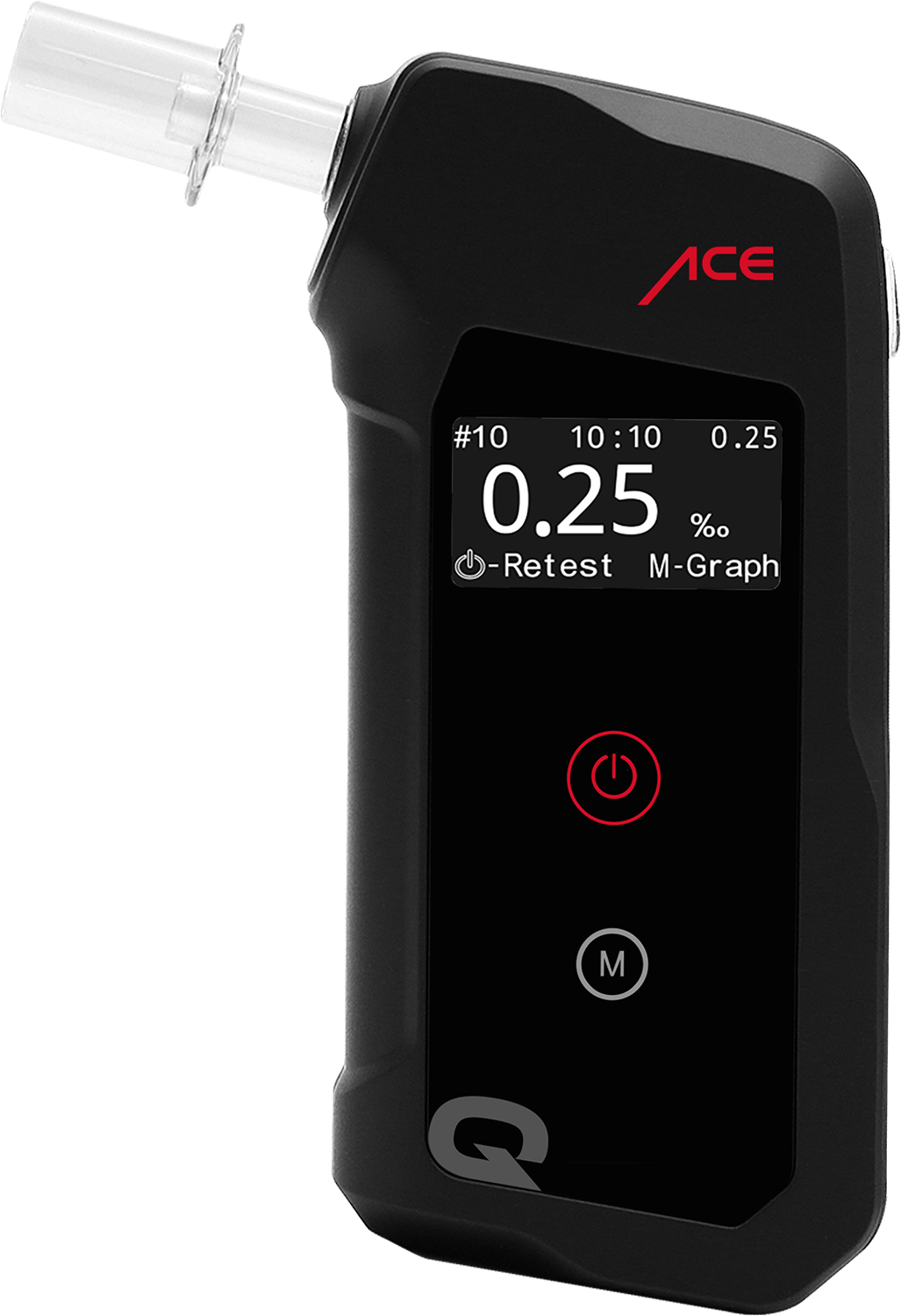 ACE Q Alkoholtester mit 98,7% Richtigkeit laut TU Wien (2026) + 25 Mundstücke & Kalibrier-Gutschein