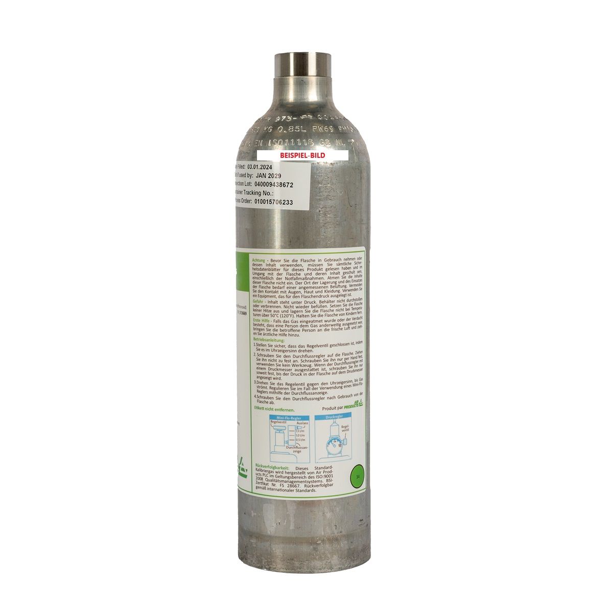 Air Products Prüf- und Kalibriergasflaschen - 3-Gas-Gemische - Aerosol (12 L), 34 L, 58 L oder 110 L Druckdosen mit langer Haltbarkeit (Bild 2)