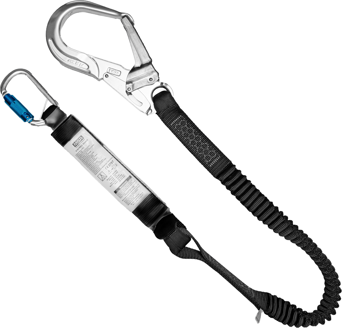 MSA V-SERIES elastisches Verbindungsmittel mit Falldämpfer EN 355, 2 m, einsträngig, Aluminium-Gerüsthaken