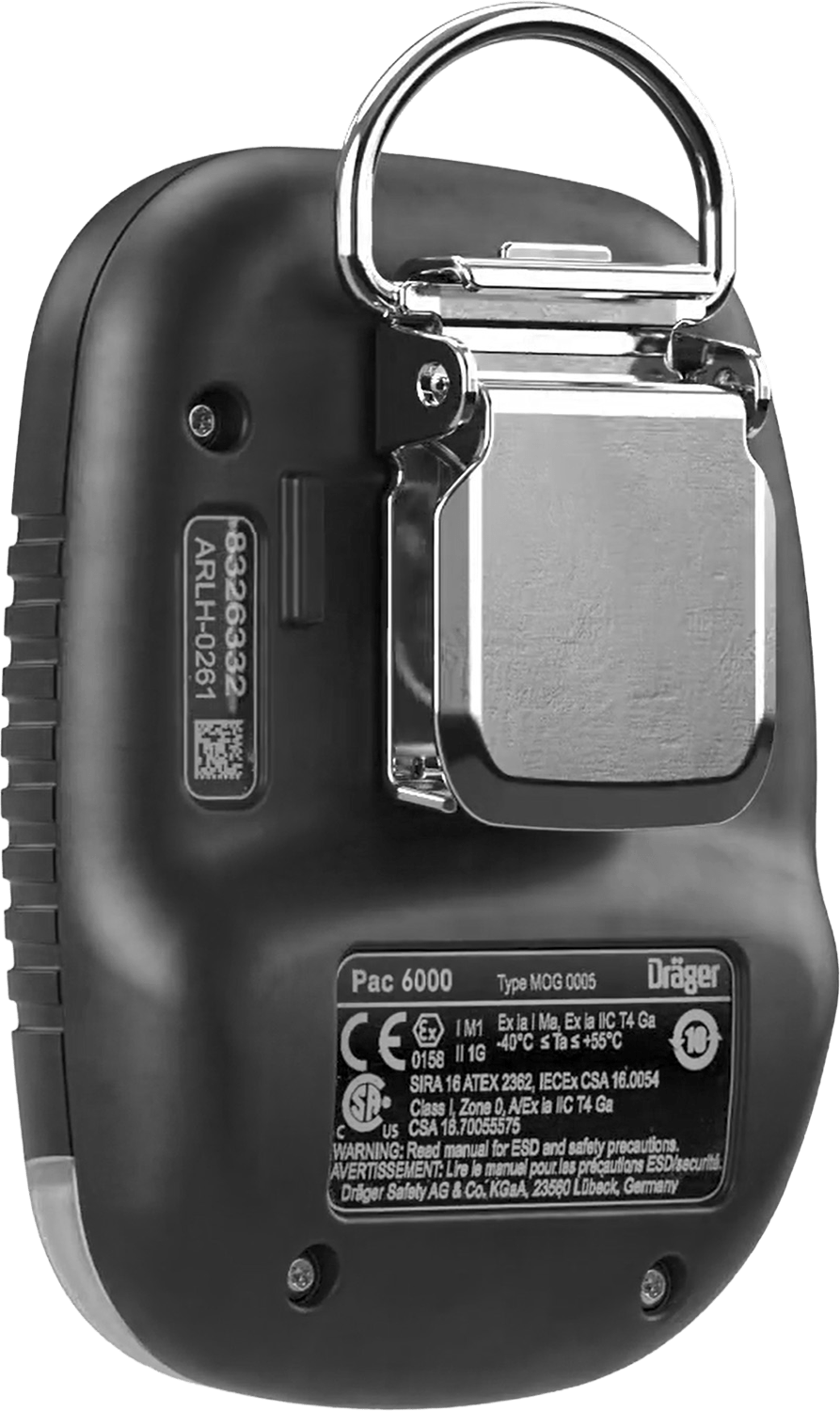 Dräger Pac 6500 Ein-Gaswarngerät - mit CO-, H2S-, O2- oder SO2-Sensor - mit Echtzeit-Anzeige - unbegrenzte Laufzeit