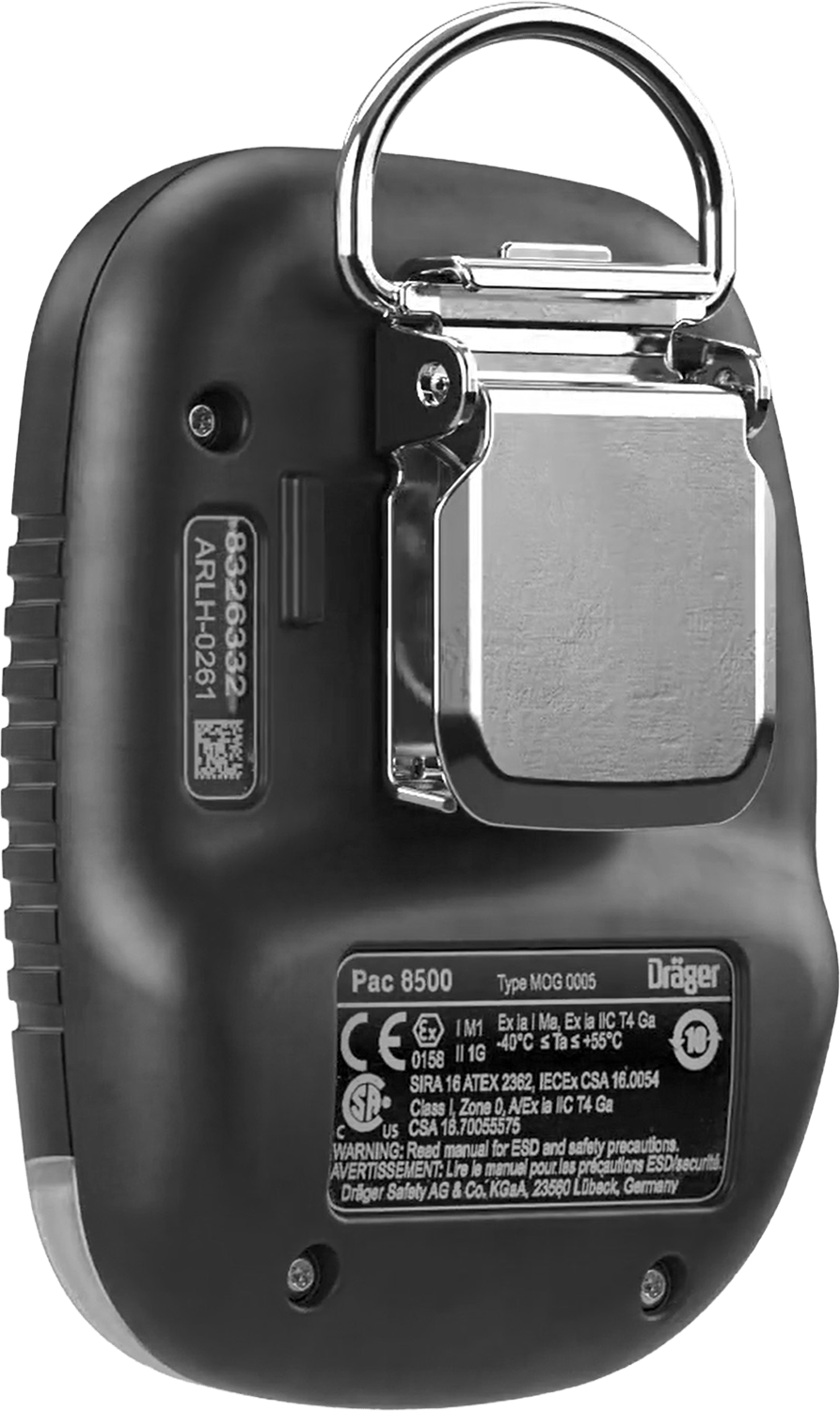 Dräger Pac 8500 Zwei-Gaswarngerät - mit CO-, H2-CP-, H2S- oder O2-Sensor - mit Echtzeit-Anzeige - unbegrenzte Laufzeit