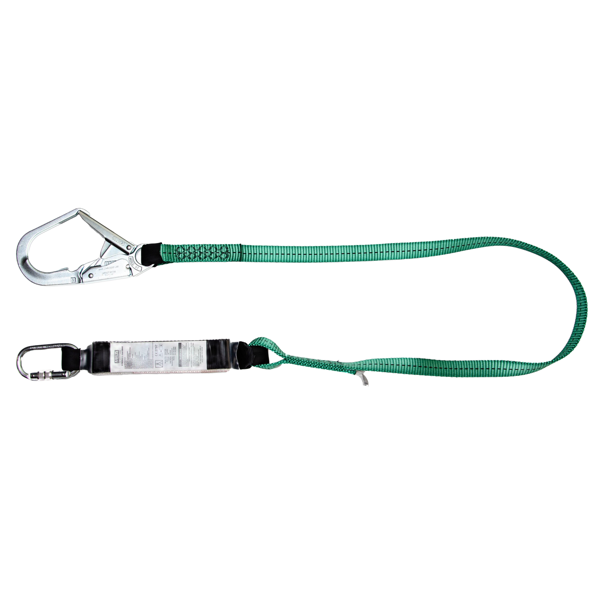 MSA V-SERIES Verbindungsmittel mit Falldämpfer EN 355, 2 m, einsträngig, Gurtband, Stahl-Gerüsthaken