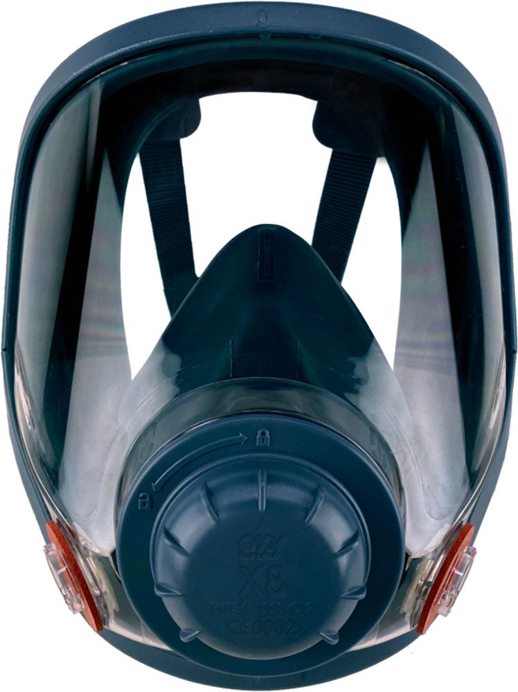 Oxyline X8 Atemschutz-Vollmaske - Gas-Maske aus Silikon mit Bajonett-Anschlüssen & Schutz-Visier - EN 136, Klasse 2 (Bild 2)