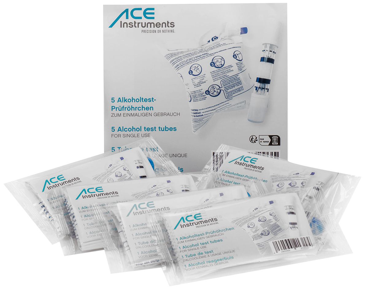 ACE Alcohol test tubes - 5 pieces disposable alcohol tester - NF certified  in France - chemical alcohol tester -  - Arbeitsschutz  u.v.m. im Onlinehshop