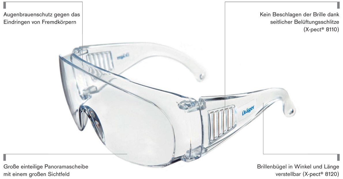Dräger X-pect 8110 UV-400-Vollsichtbrille - EN 166 2C-1 1 FT CE - Transparent/Klar