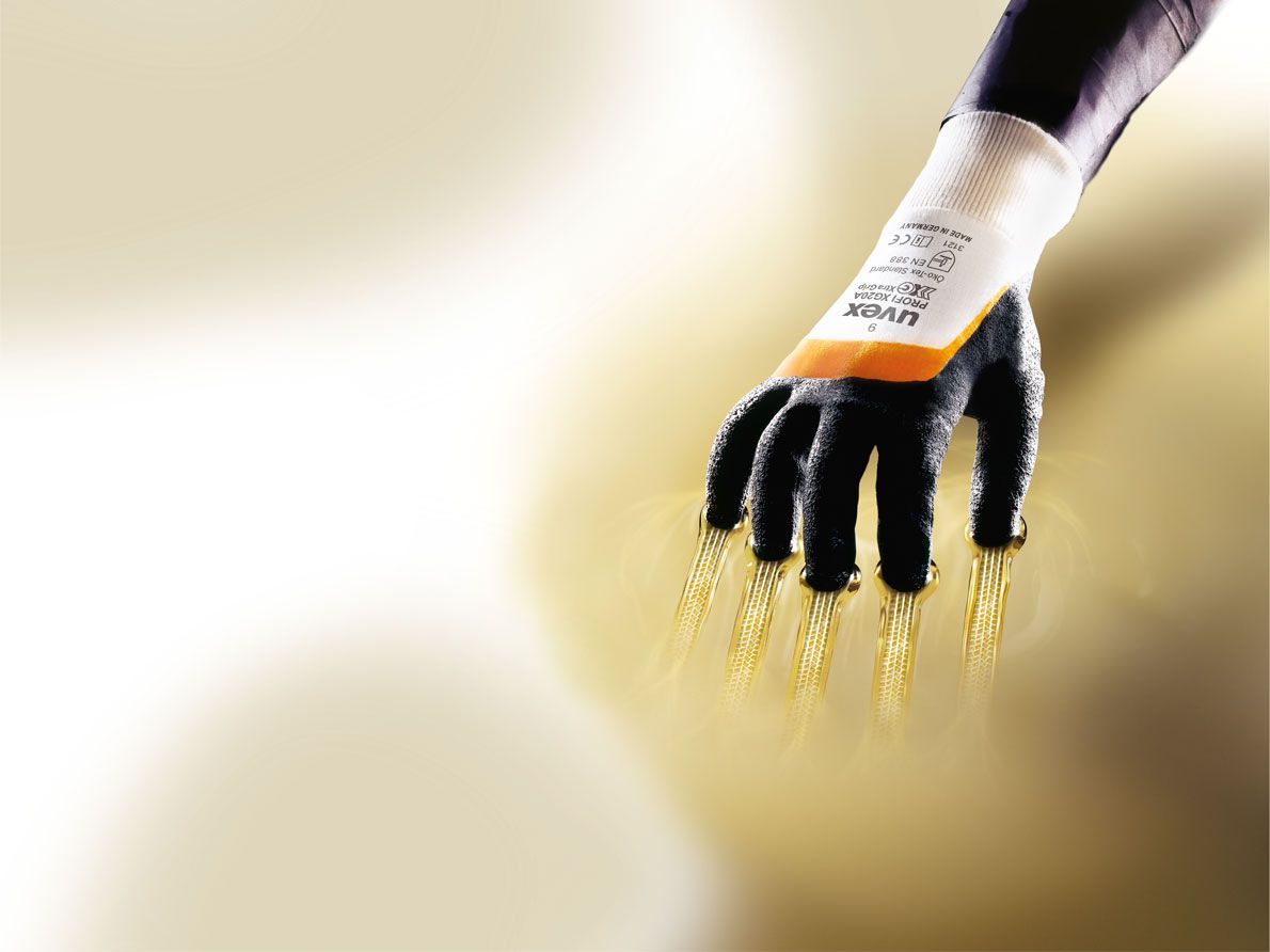 SALE: Uvex assembly protection glove profi ergo XG 20A, nitrile coating, colour: orange/black