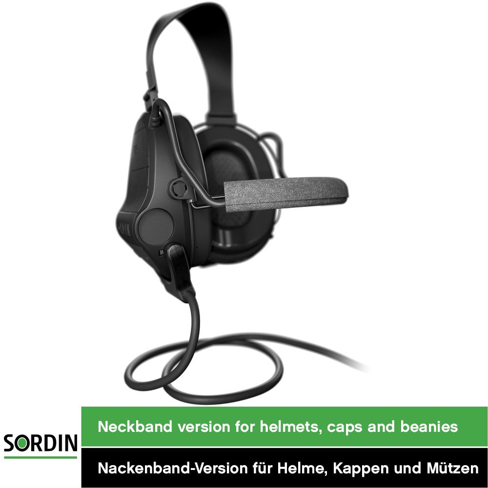 Sordin Supreme T2 Kapsel-Gehörschutz - aktiv, taktisch & elektronisch - Helm-Gehörschützer mit Nackenband