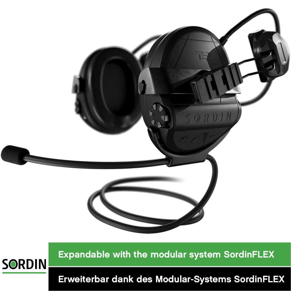 Sordin Supreme T2 Kapsel-Gehörschutz - aktiv, taktisch & elektronisch - Helm-Gehörschützer mit ARC-Adapter hinten