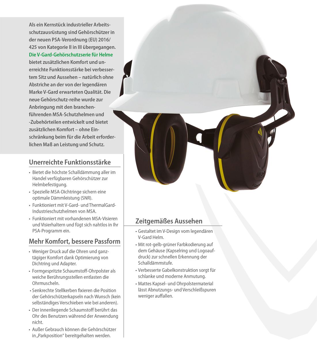 MSA V-Gard Helmet Muff Hearing Protection - Hearing protection capsules with holder for helmet mounting - Black/Red - SNR: 36 dB