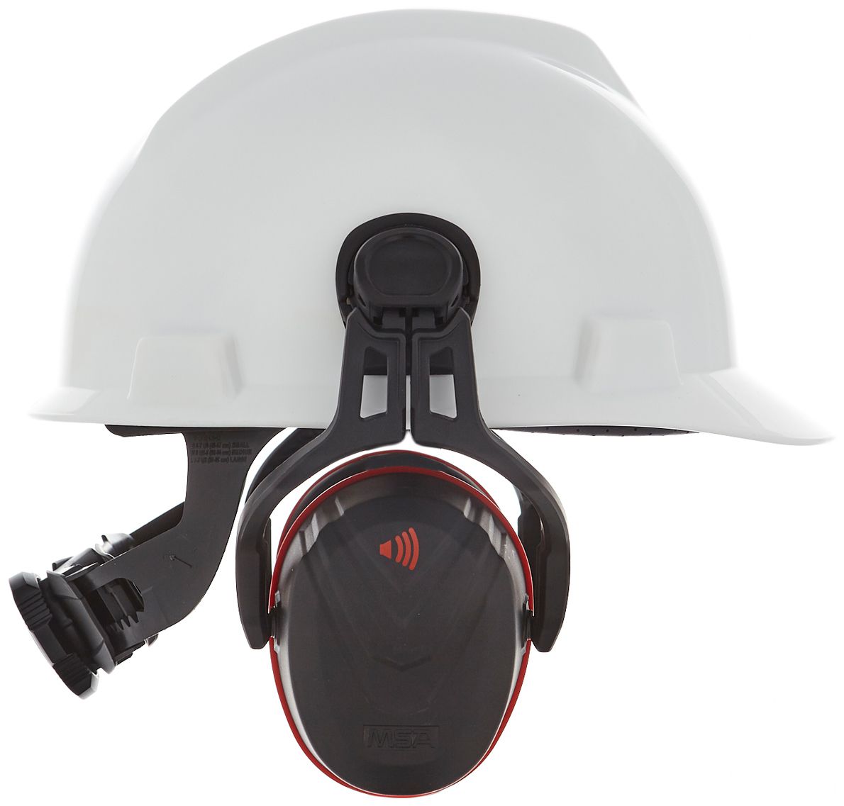 MSA V-Gard Helm-Kapselgehörschutz - Gehörschutz-Kapseln mit Halterung für die Helmmontage - Schwarz/Rot - SNR: 36 dB