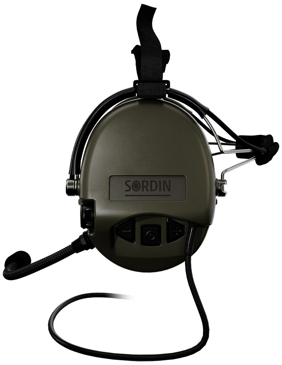 Sordin Supreme MIL CC Hearing Protection - Active Military Hearing Protector - Nexus Downlead, Neckband & Green Capsule