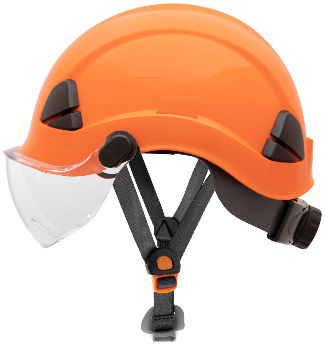 Honeywell Fibre Metal electrician's hard hat - hard hat for construction & industry - EN 166/397/50365 - with flip-up visor - Orange
