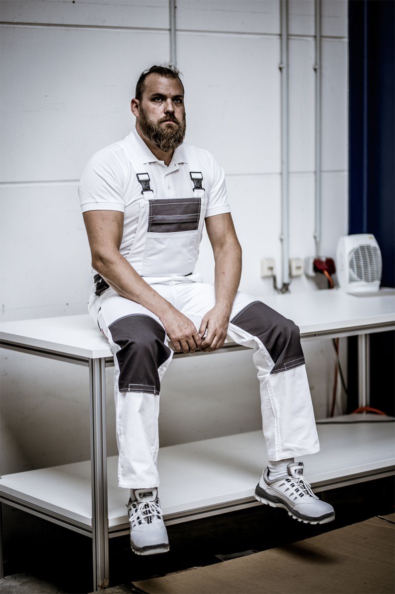 ABVERKAUF: NITRAS MOTION TEX LIGHT Arbeits-T-Shirt - Kurzarm-Polo-Hemd aus 100% Baumwolle - für die Arbeit - Weiß - XXL