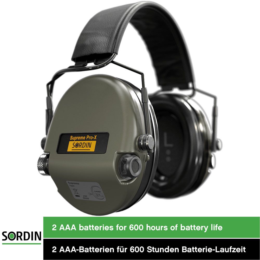 Sordin Supreme Pro-X Slim SFA Gehörschutz - aktiver Kapsel-Gehörschützer - Dämmring für erhöhten SNR (31 dB) - Schwarz