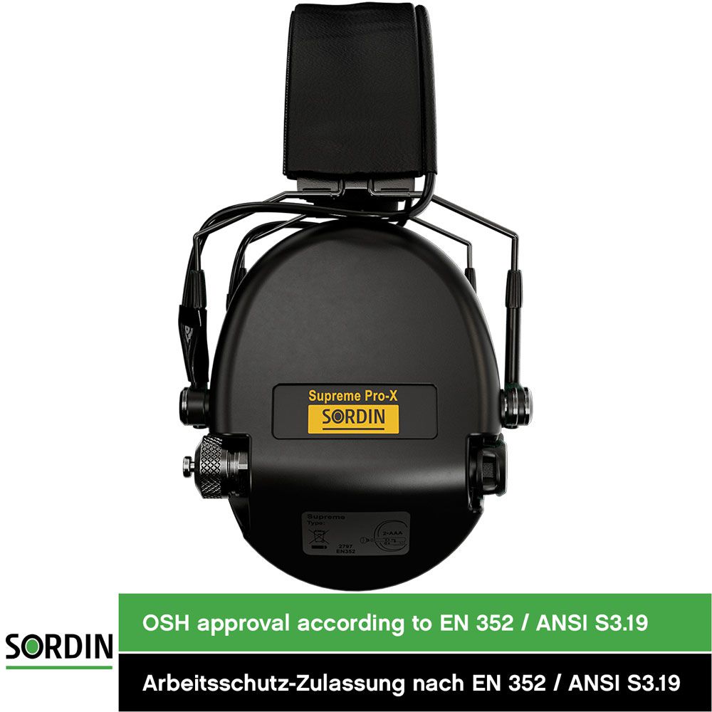 Sordin Supreme Pro-X SFA Slim HB Black PVC