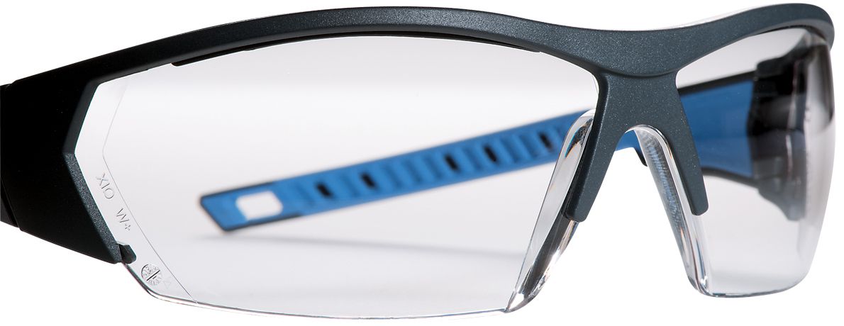 uvex i-works 9194 safety glasses - scratch & fog resistant thanks to supravision excellence - EN 166/170 - Black-Blue/Clear