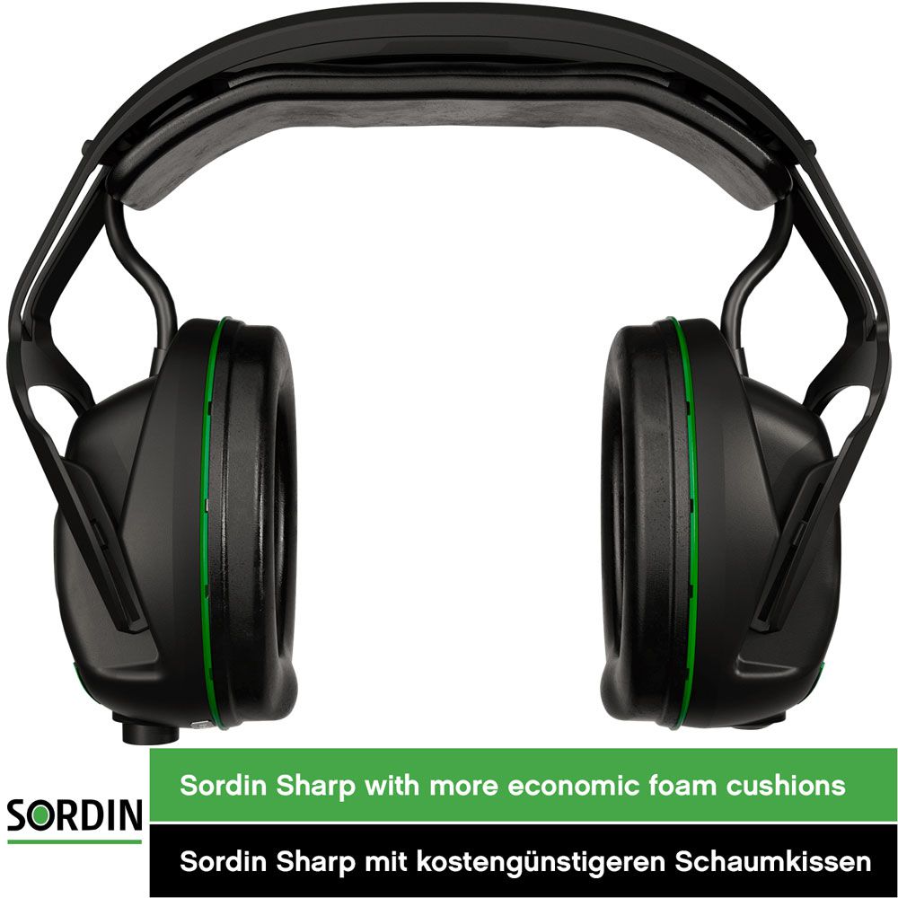 Sordin Sharp Aktiver Kapsel-Gehörschutz - Elektronischer Gehörschützer mit Bluetooth - EN 352 - SNR: 29 dB - Schaumkissen