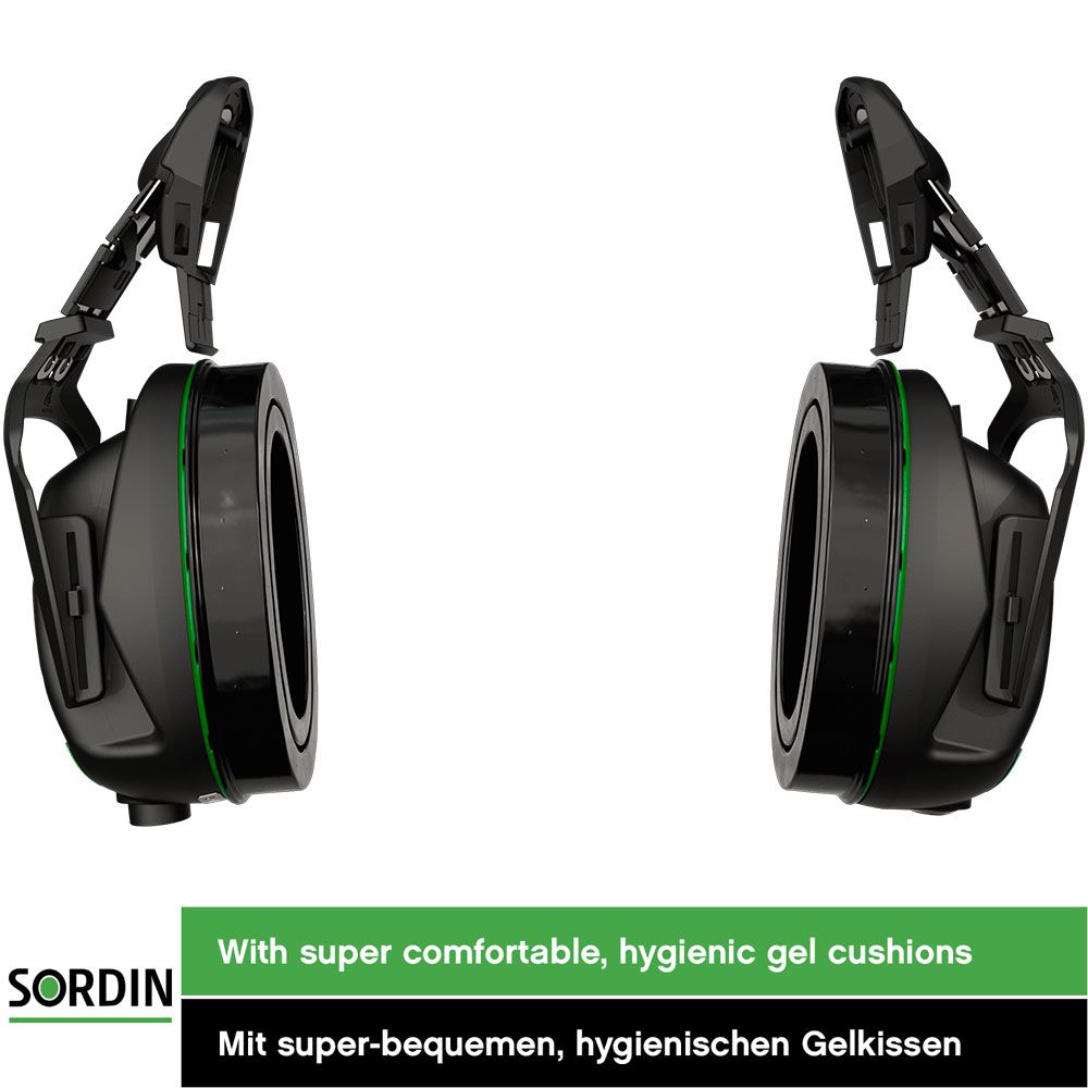 Sordin Sharp Aktiver Kapsel-Gehörschutz für Helme - elektronischer Helm-Gehörschützer mit Bluetooth - EN 352 - Gelkissen