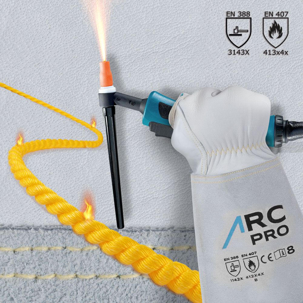 ACE ARC Pro Schweißer-Arbeits-Handschuh - Schutz-Handschuhe aus Leder zum Schweißen - EN 388/12477 - 1er Pack