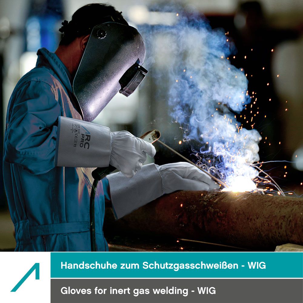 ACE ARC Pro Schweißer-Arbeits-Handschuh - Schutz-Handschuhe aus Leder zum Schweißen - EN 388/12477 - 11/XXL (1er Pack)
