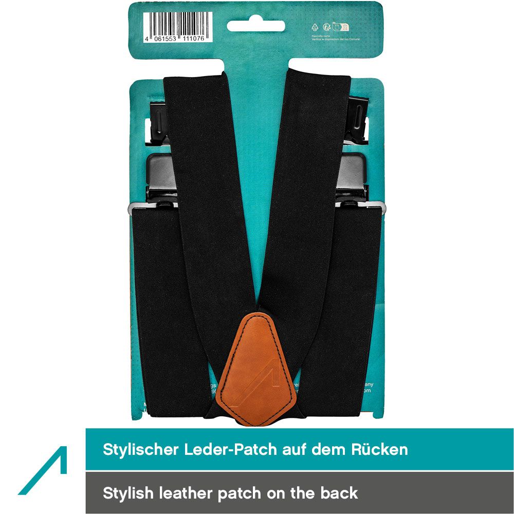 ACE Hosenträger - Heavy Duty Suspenders für Arbeitshosen - verstellbar & extra stark - X-Form mit Metall-Clips & Leder-Patch