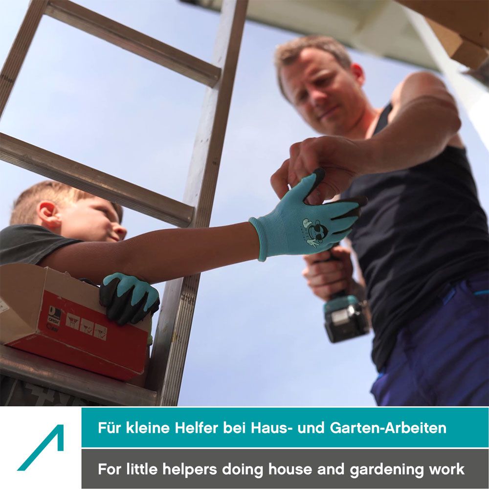 ACE Junior Garten-Arbeitshandschuhe - Schutz-Handschuhe für Jungen - Blau - 9-10 Jahre (3er Pack)