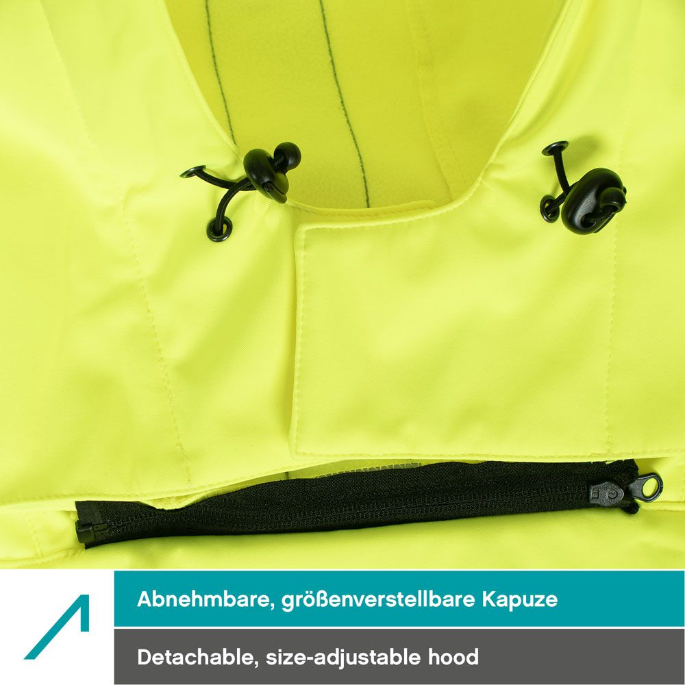 ACE Neon High Visibility Jacket - Hi Viz Softshell Jacket incl. Reflectors and Detachable Hood - EN ISO 20471 - Yellow - M