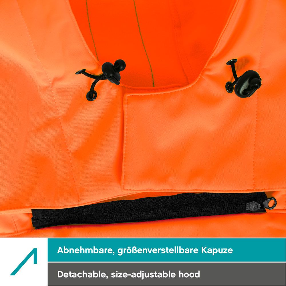 ACE Neon Warnschutz-Jacke - starke Softshell-Warnjacke inkl. Reflektoren und abnehmbarer Kapuze - EN ISO 20471 - Orange - XL