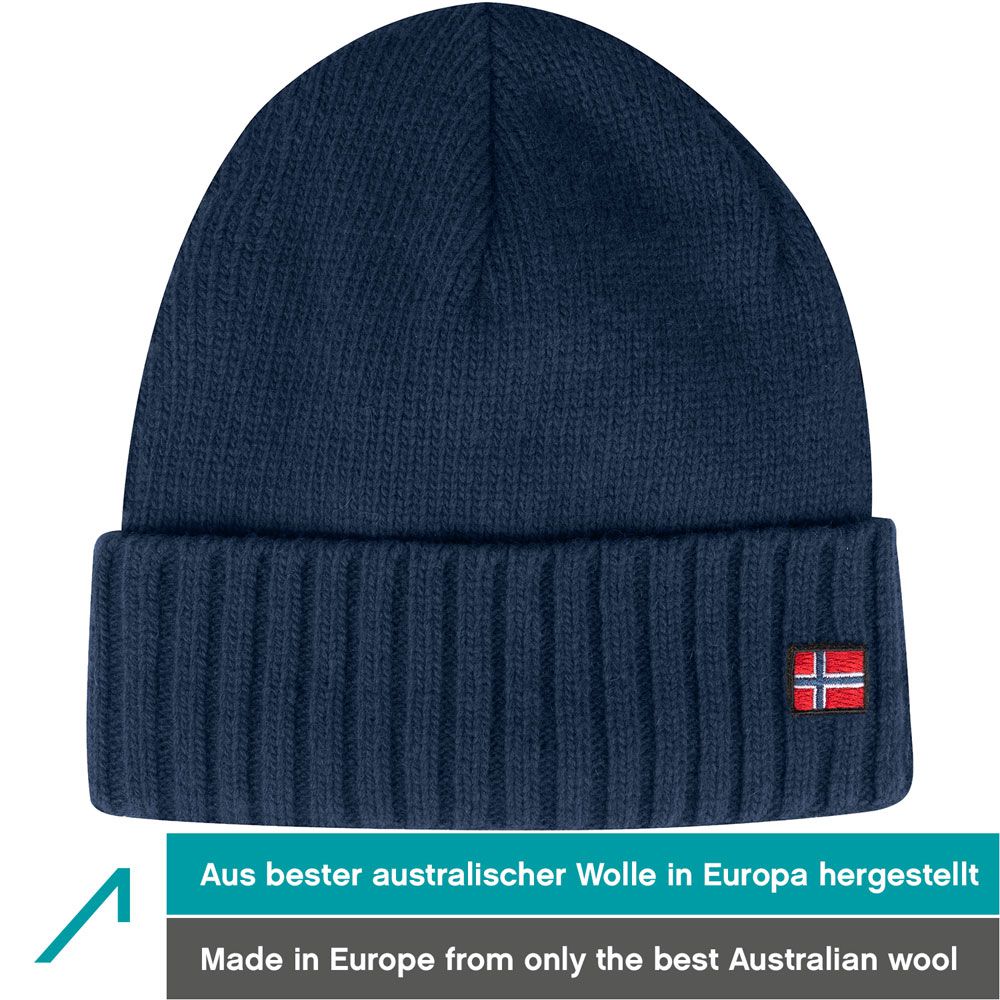 ACE Norway Winter-Mütze aus Schaf-Wolle - warme Strickmütze für Damen & Herren - weiche Wollmütze für Erwachsene - Navy