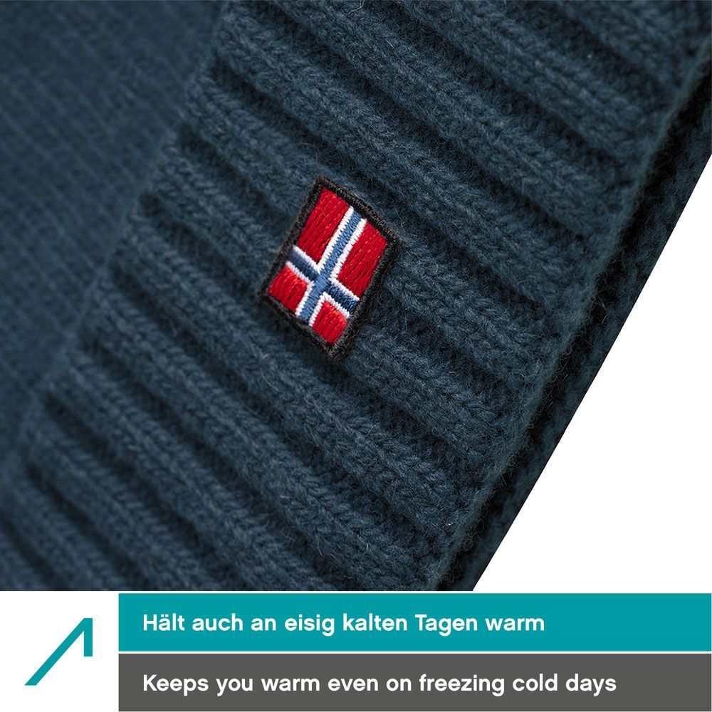 ACE Norway Winter-Mütze aus Schaf-Wolle - warme Strickmütze für Damen & Herren - weiche Wollmütze für Erwachsene - Navy