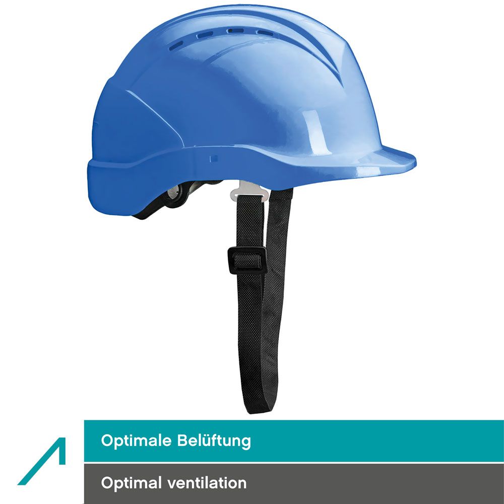 ACE Patera Bauhelm - Robuster Schutzhelm für Bau & Industrie - EN 397 - mit einstellbarer Belüftung - Blau