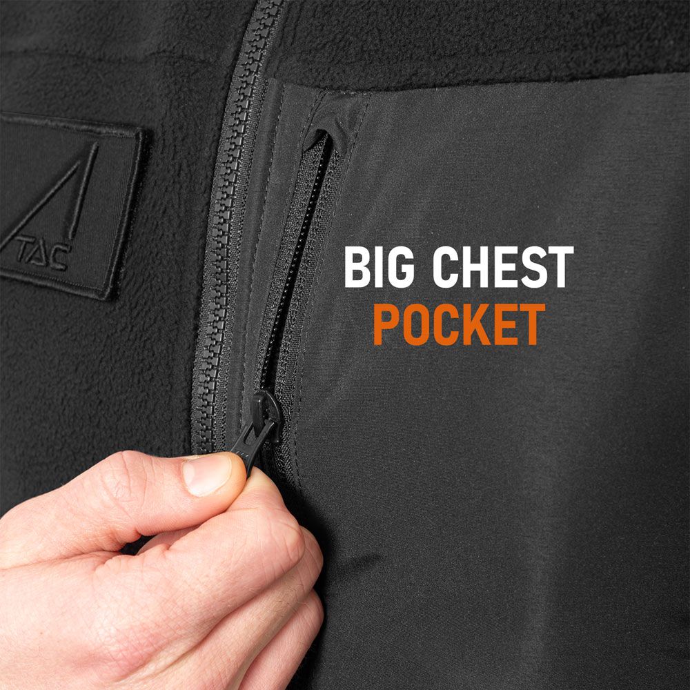 ACE Tac Fleece Jacket - tactical outdoor functional jacket - for airsoft & paintball players, hunters etc. - Black - S