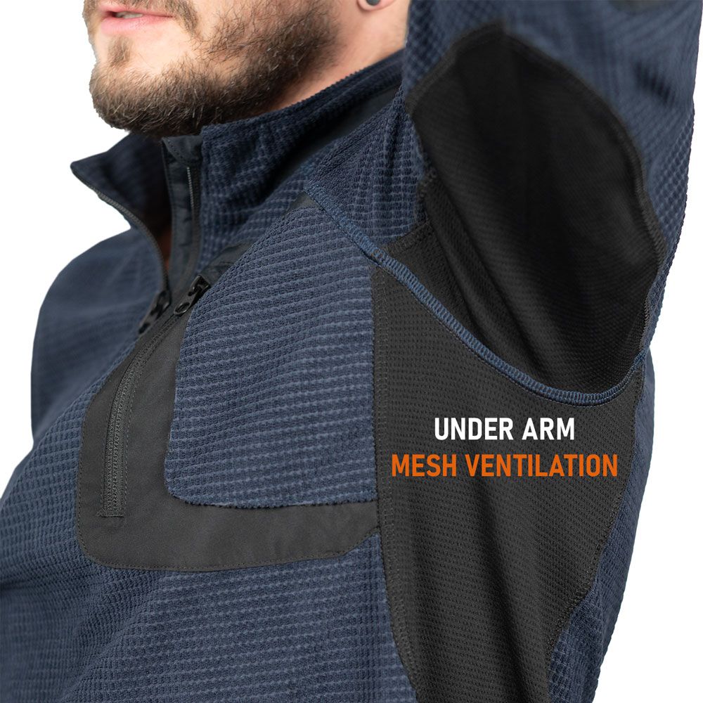 ACE Schakal Pullover - taktischer Outdoor-Sweater mit Klett-Fläche am Arm - für Airsoft, Paintball & Trekking - Navy - M