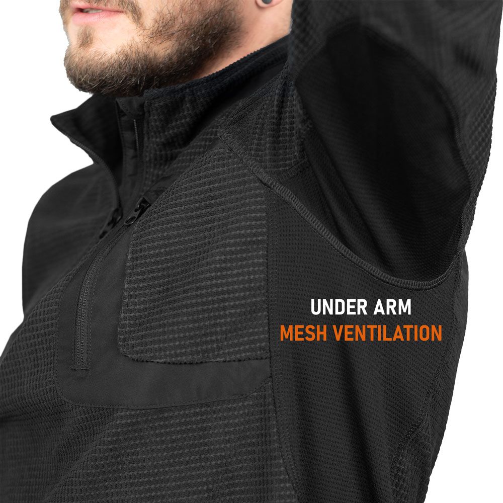 ACE Schakal Pullover - taktischer Outdoor-Sweater mit Klett-Fläche am Arm - für Airsoft, Paintball & Trekking - Schwarz - XL