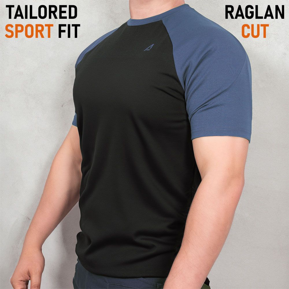 ACE Schakal Einsatz-Tshirt - taktisches T-Shirt für Herren - Kurzarm Outdoor-Shirt mit Raglan-Ärmeln für Männer - Navy - XL