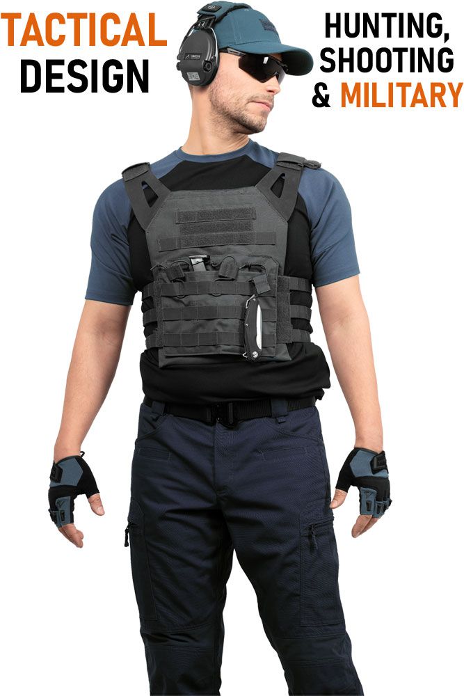 ACE Tac T-Shirt - tactical outdoor t-shirt rugged - for airsoft & paintball players, hunters etc. - Black/Blue - L