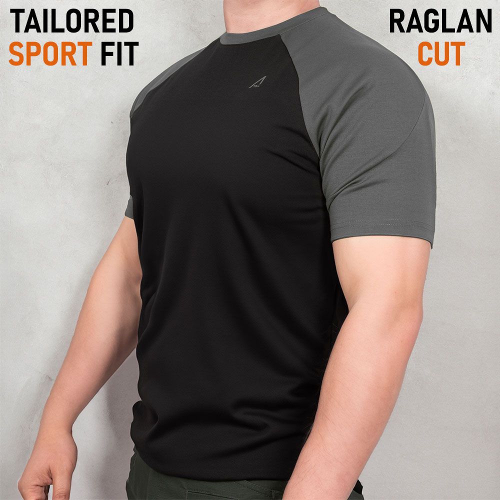 ACE Schakal Einsatz-Tshirt - taktisches T-Shirt für Herren - Kurzarm Outdoor-Shirt mit Raglan-Ärmeln für Männer - Grau - M