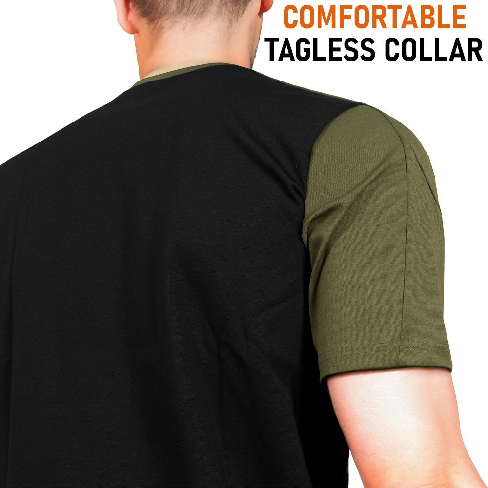 ACE Tac T-Shirt - tactical outdoor t-shirt rugged - for airsoft & paintball players, hunters etc. - Black/Olive - XXL