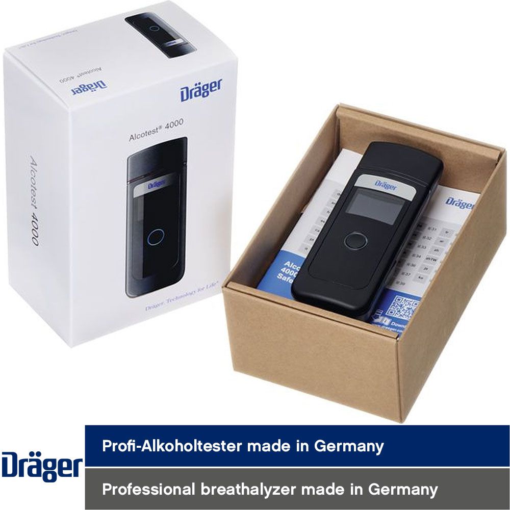 Breathalyzer Dräger Alcotest 4000 (multilingual) with electrochemical sensor + calibration voucher
