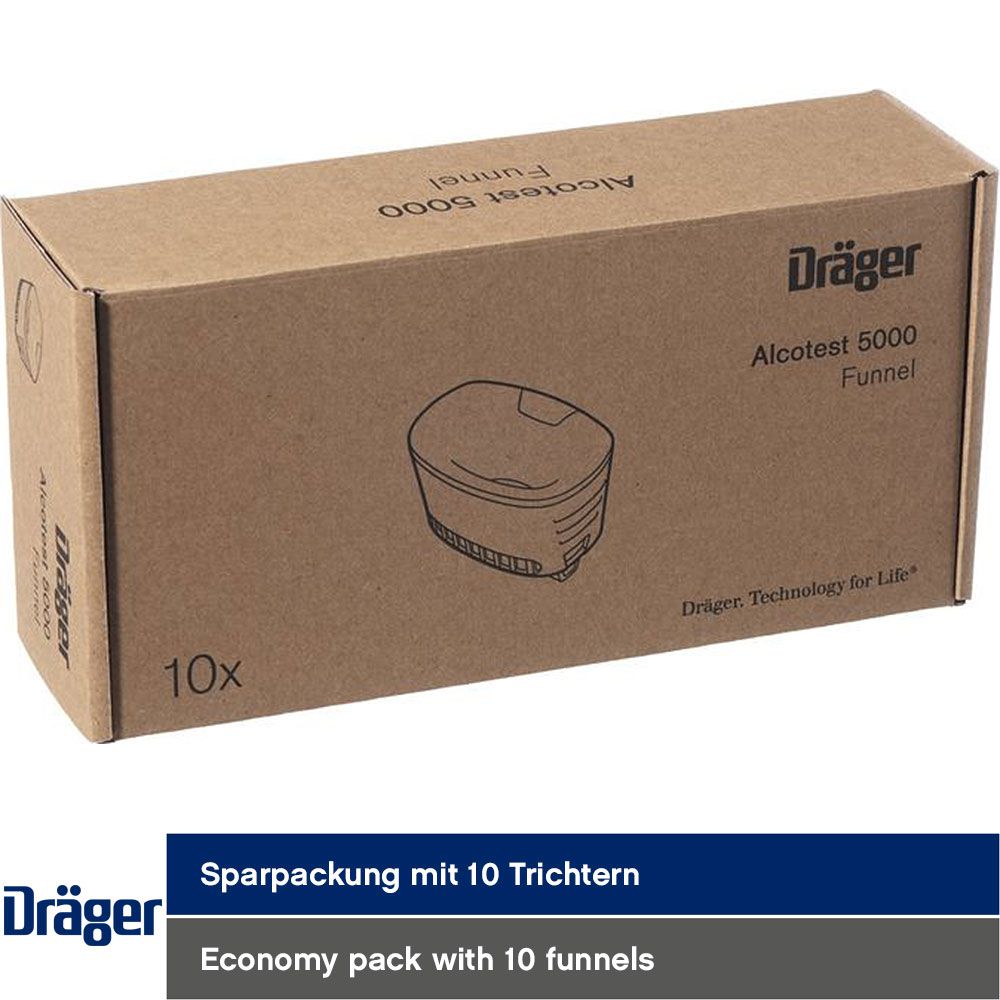 Dräger Mundstück-Trichter - 10 Mundstücke für Alcotest 5000 und 7000 - hygienisch einzeln verpackt - ideal für Massentests